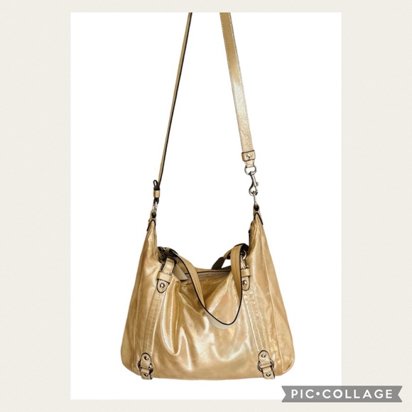 Coach Alexandra Convertible Light Gold Iridescent Shimmering Crossbody Bag - Picture 3 of 11